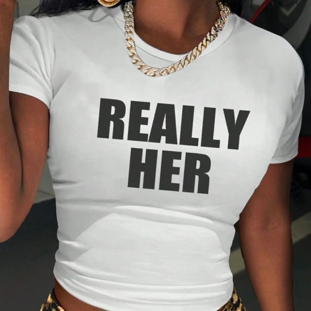 SHEIN White 'Really Her' Graphic Tee